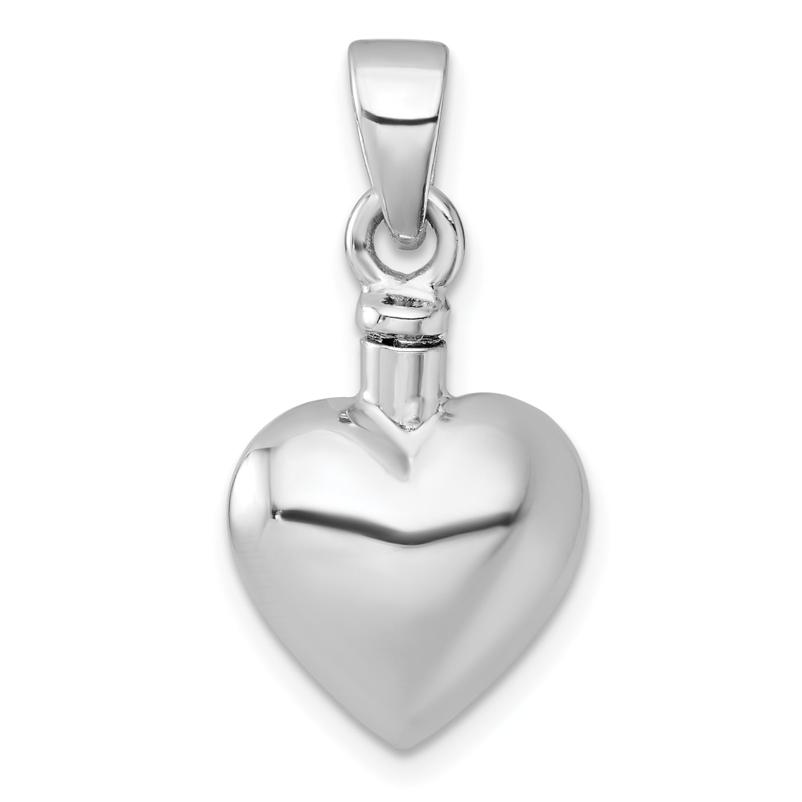 Sterling Silver Rhodium-plated Polished and Textured Heart with Leaves Ash Holder Pendant