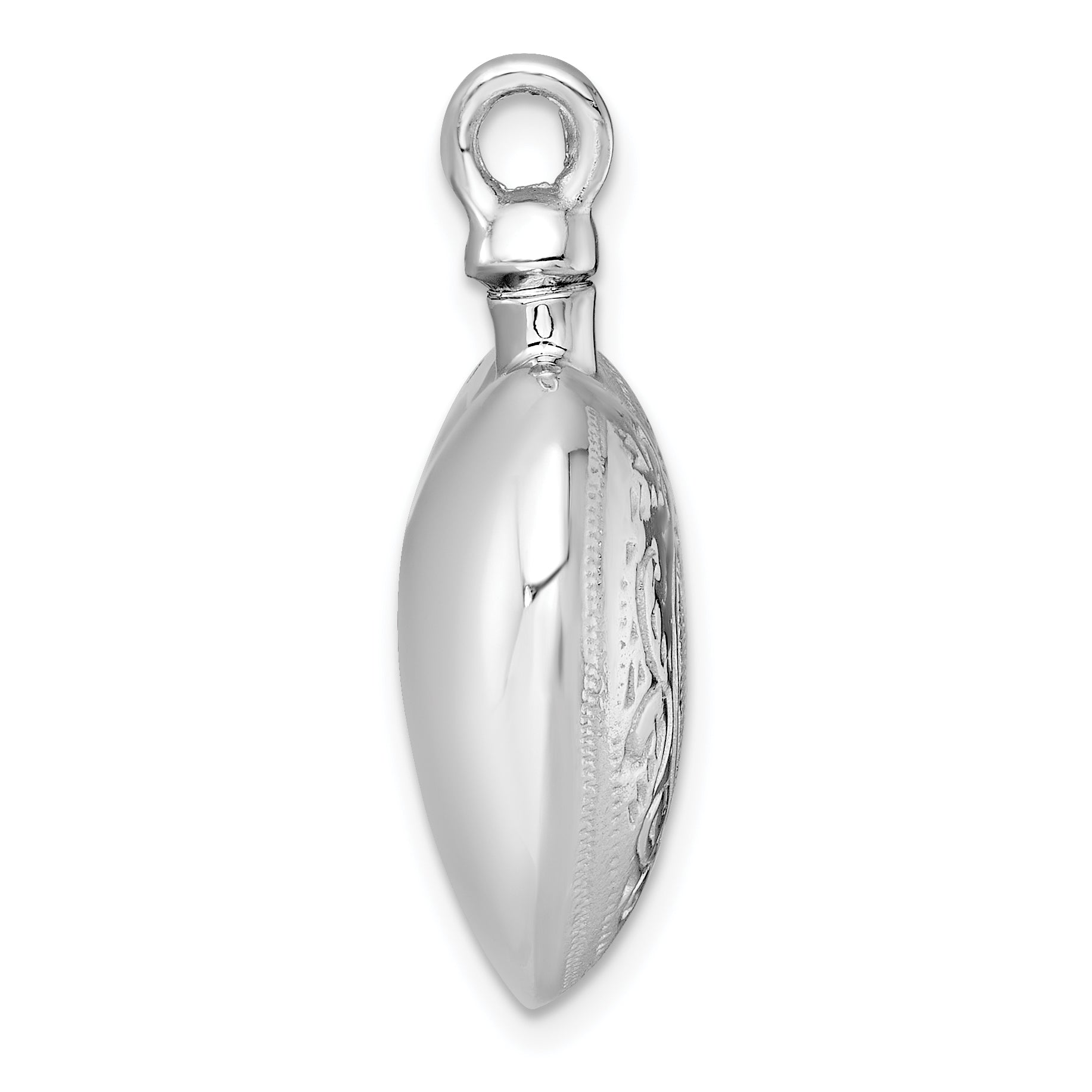 Sterling Silver Rhodium-plated Heart with Center Heart Design Ash Holder Pendant
