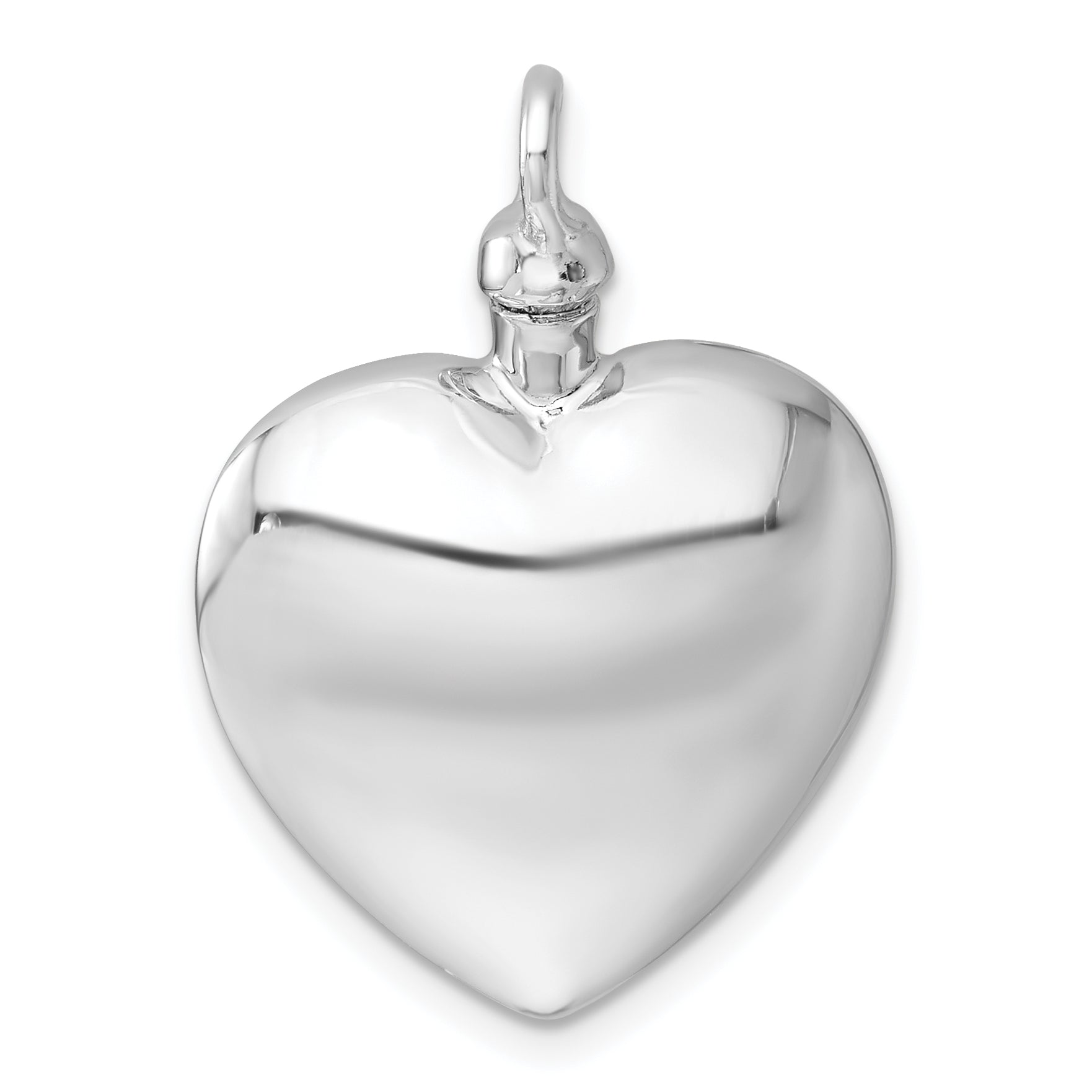 Sterling Silver Rhodium-plated Heart with Center Heart Design Ash Holder Pendant
