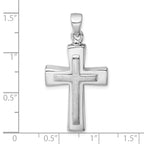 Sterling Silver Rhodium-plated Polished And Brushed Latin Cross Ash Holder Pendant