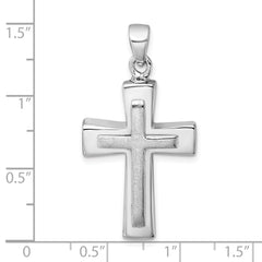Sterling Silver Rhodium-plated Polished And Brushed Latin Cross Ash Holder Pendant
