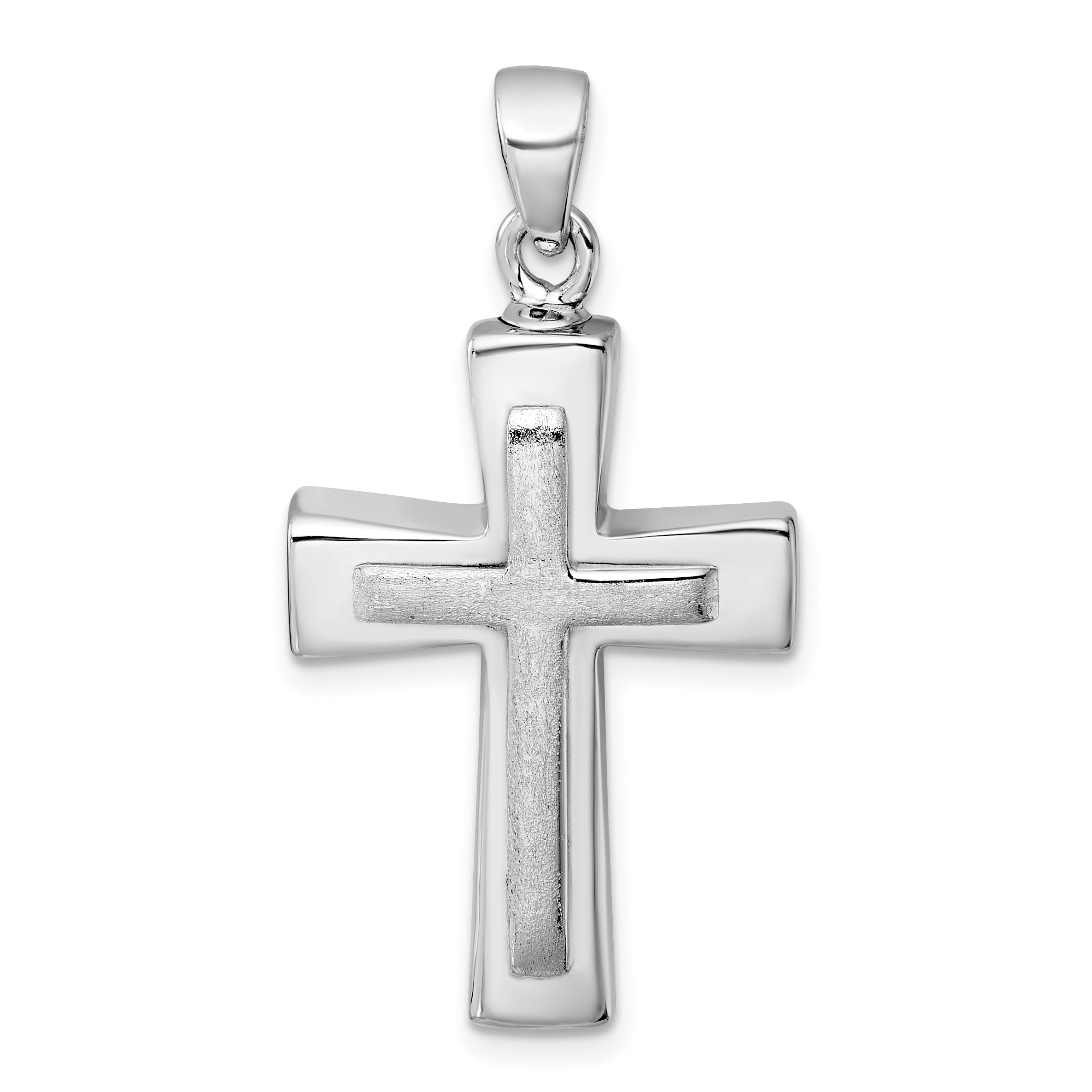 Sterling Silver Rhodium-plated Polished And Brushed Latin Cross Ash Holder Pendant Main image