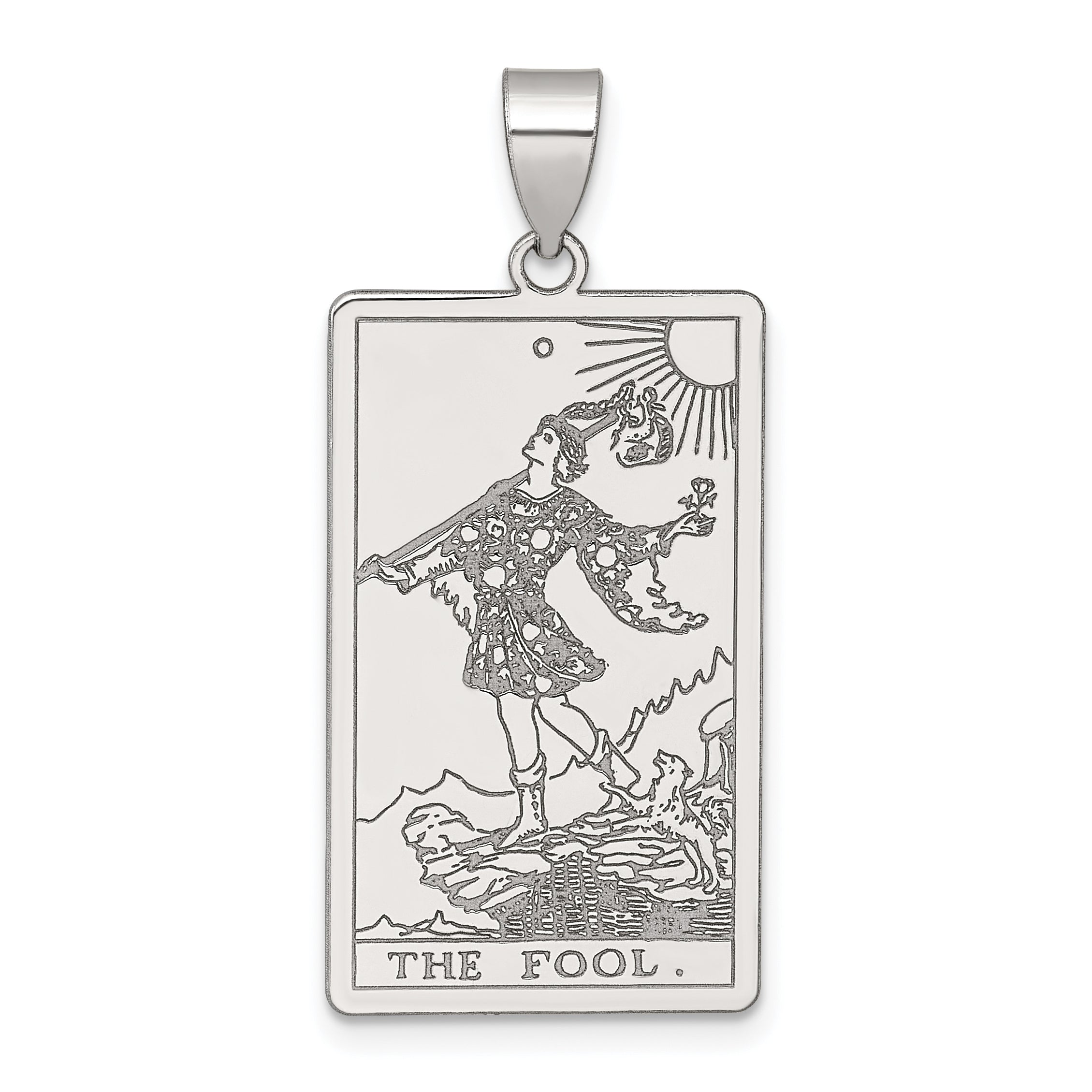 Sterling Silver The Fool Tarot Card Pendant Main image