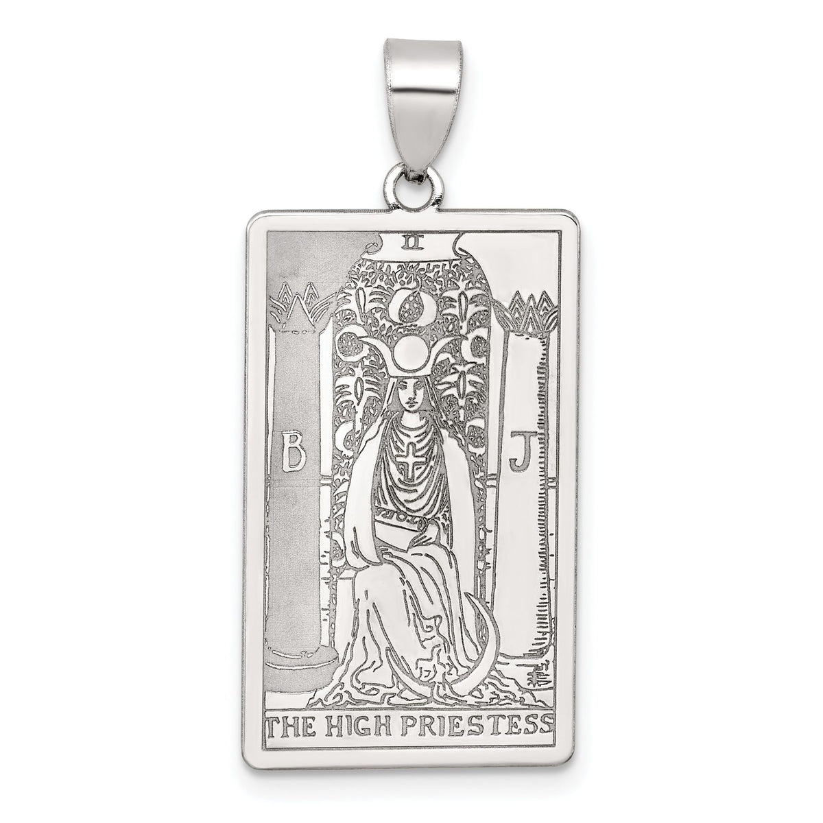 The High Priestess Tarot Card Pendant in Sterling Silver, 29mm - Sophia Jewelers Main image
