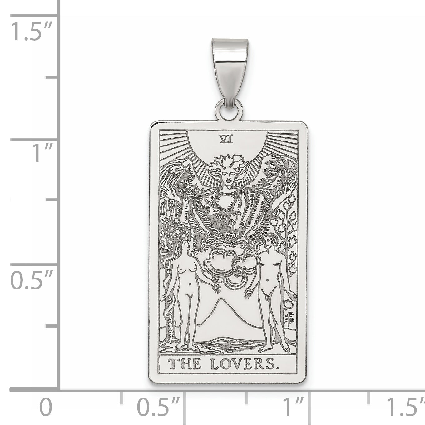 Sterling Silver The Lovers Tarot Card Pendant