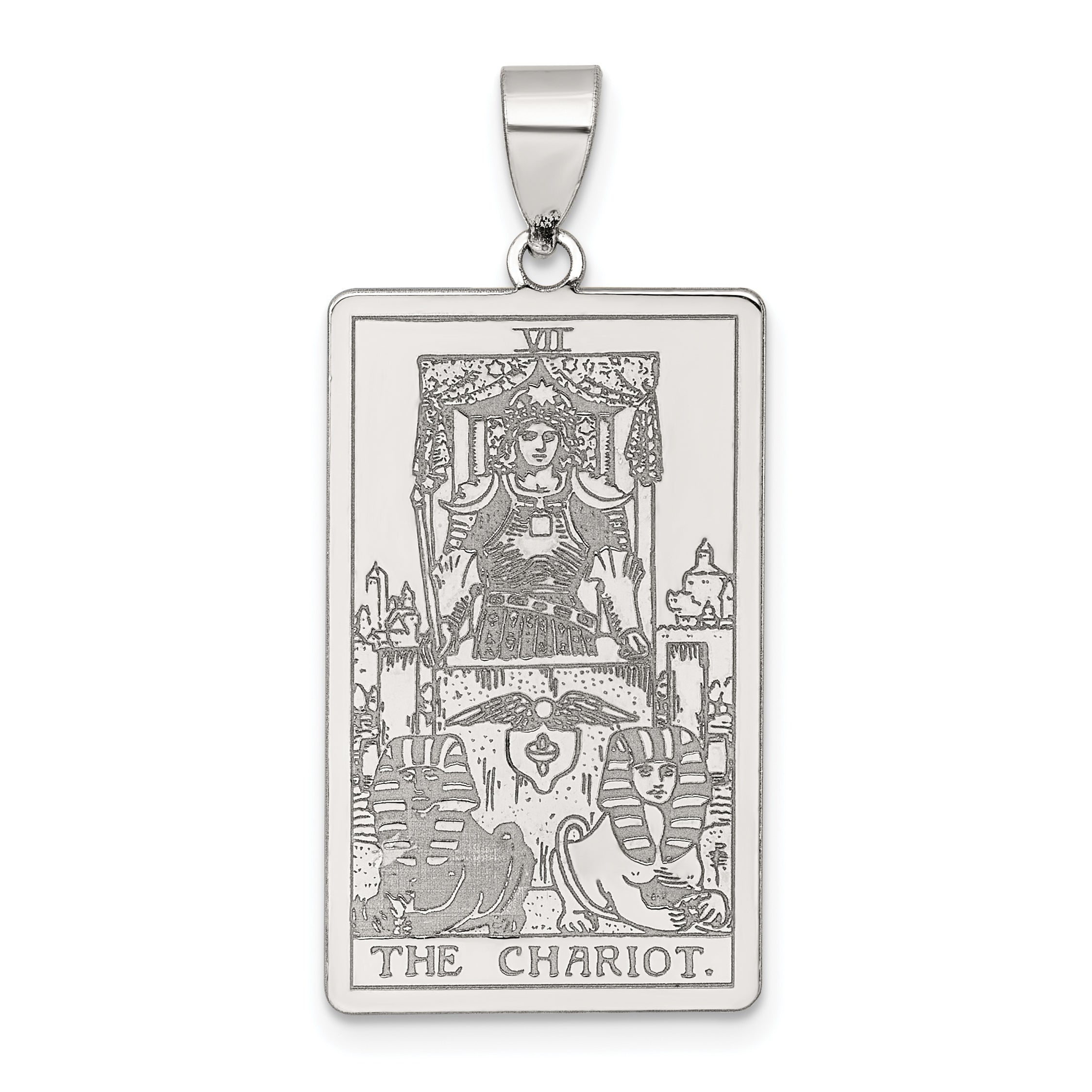 Sterling Silver The Chariot Tarot Card Pendant Main image