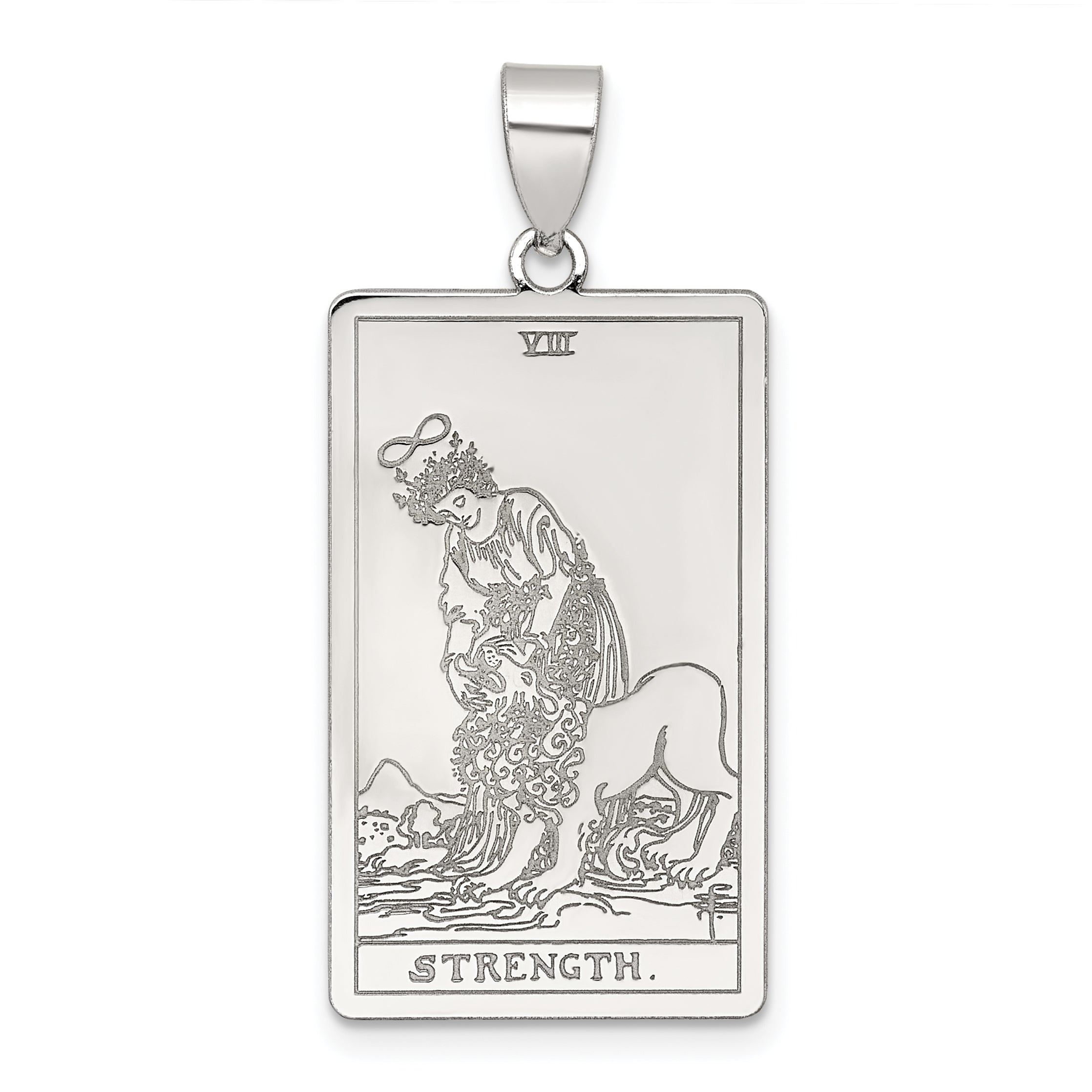 Sterling Silver Strength Tarot Card Pendant Main image