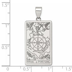 Sterling Silver Wheel of Fortune Tarot Card Pendant
