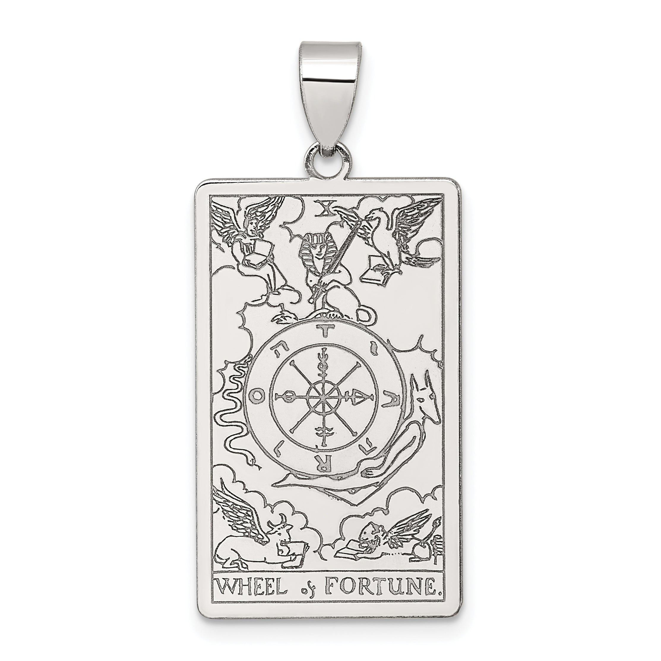 Sterling Silver Wheel of Fortune Tarot Card Pendant Main image