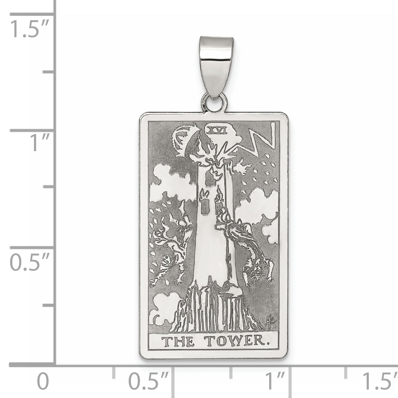 Sterling Silver The Tower Tarot Card Pendant