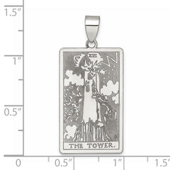 Sterling Silver The Tower Tarot Card Pendant