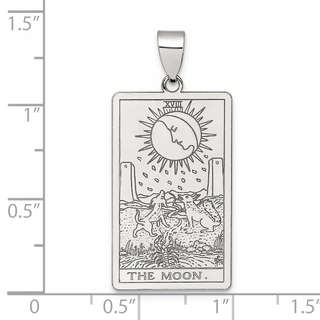 Sterling Silver The Moon Tarot Card Pendant
