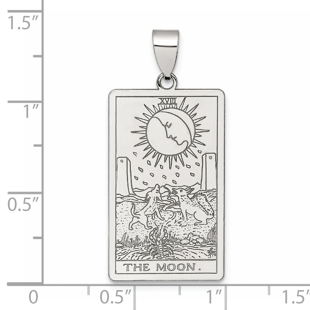Sterling Silver The Moon Tarot Card Pendant