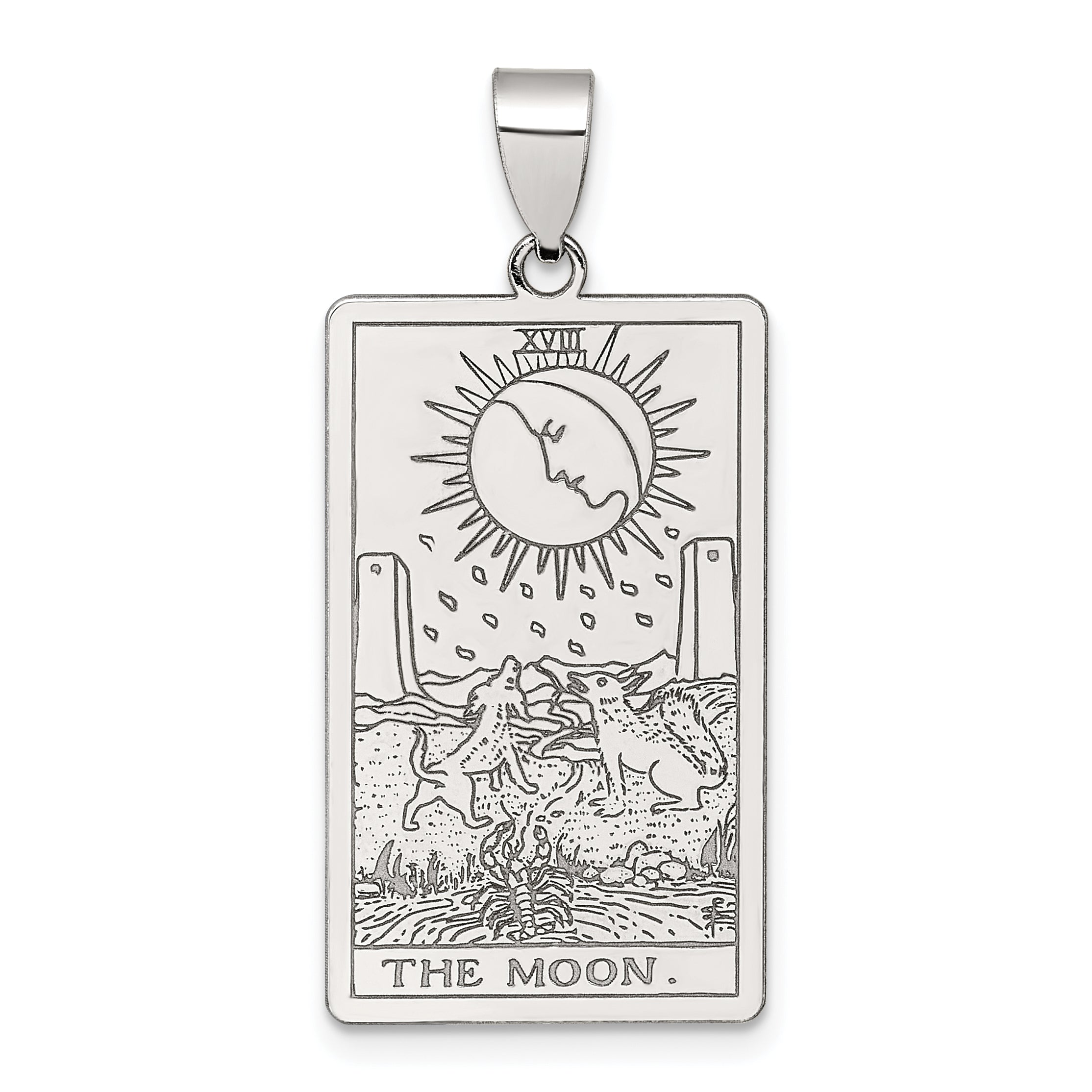 Sterling Silver The Moon Tarot Card Pendant