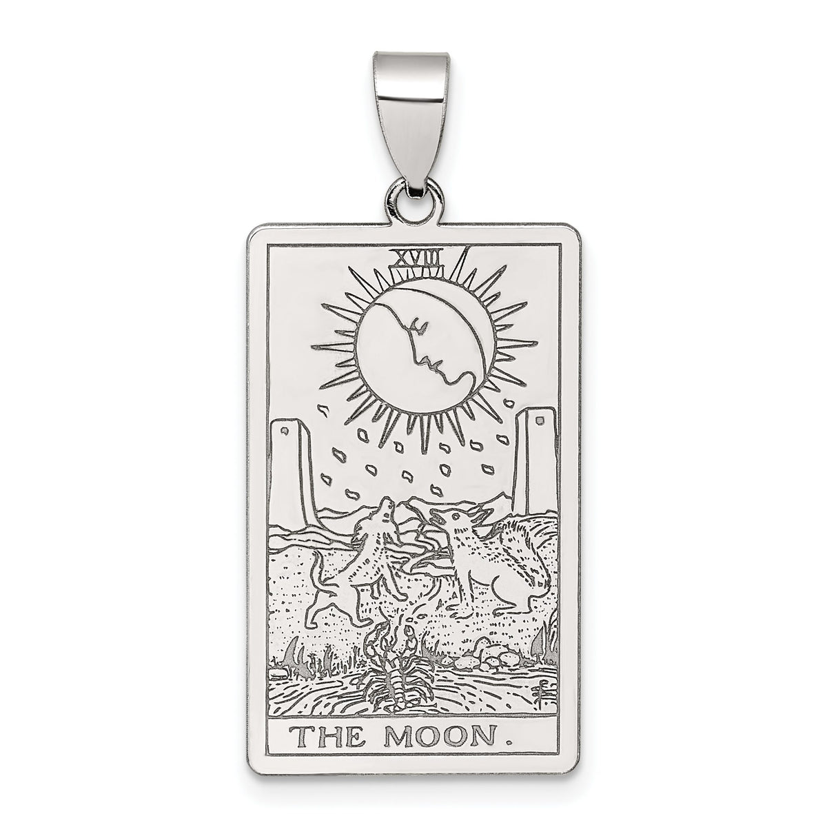 The Moon Tarot Card Pendant in Sterling Silver, 29mm - Sophia Jewelers Main image