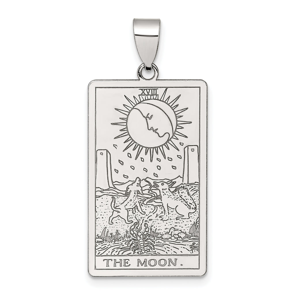 Sterling Silver The Moon Tarot Card Pendant