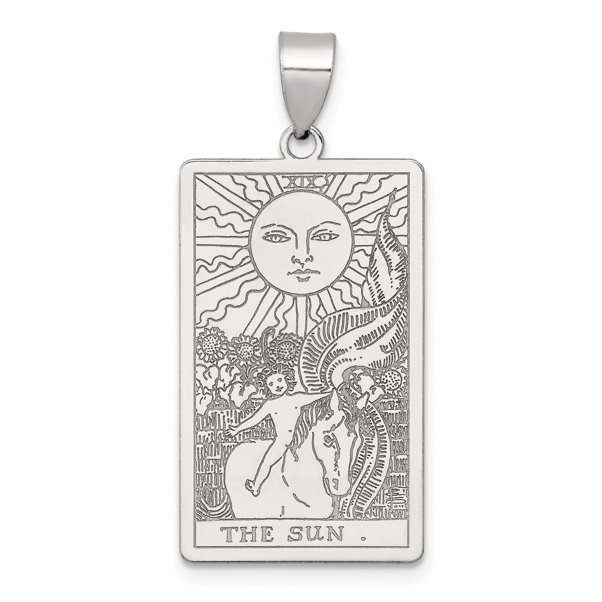 The Sun Tarot Card Pendant in Sterling Silver, 29mm - Sophia Jewelers Main image