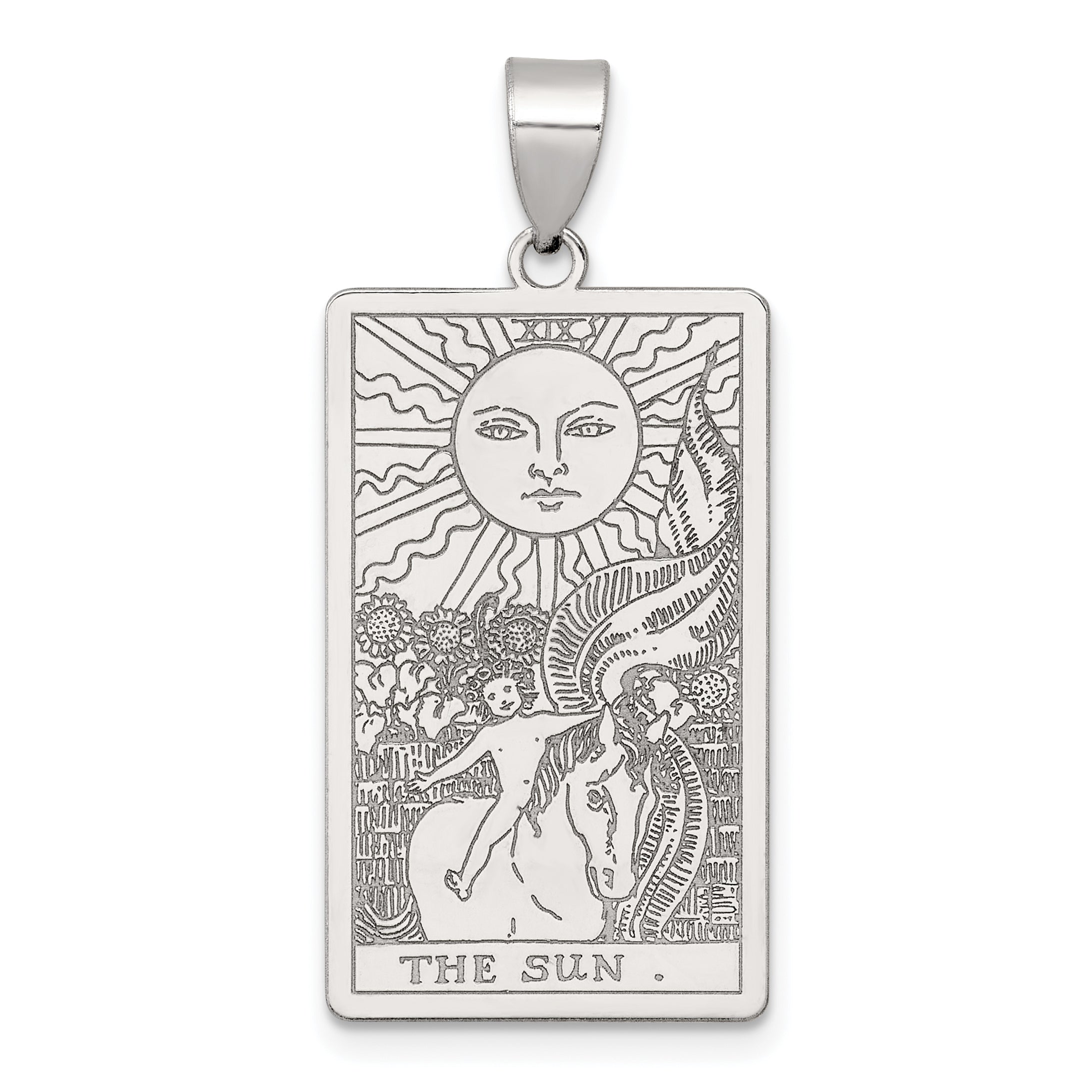 Sterling Silver The Sun Tarot Card Pendant Main image