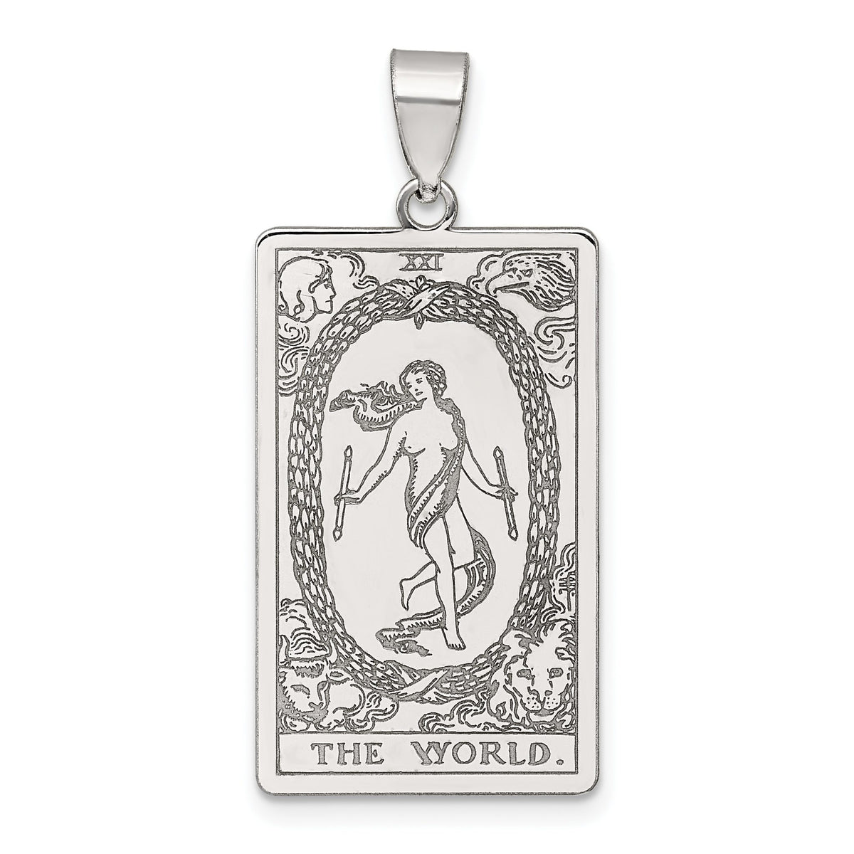 The World Tarot Card Pendant in Sterling Silver, 29mm - Sophia Jewelers Main image