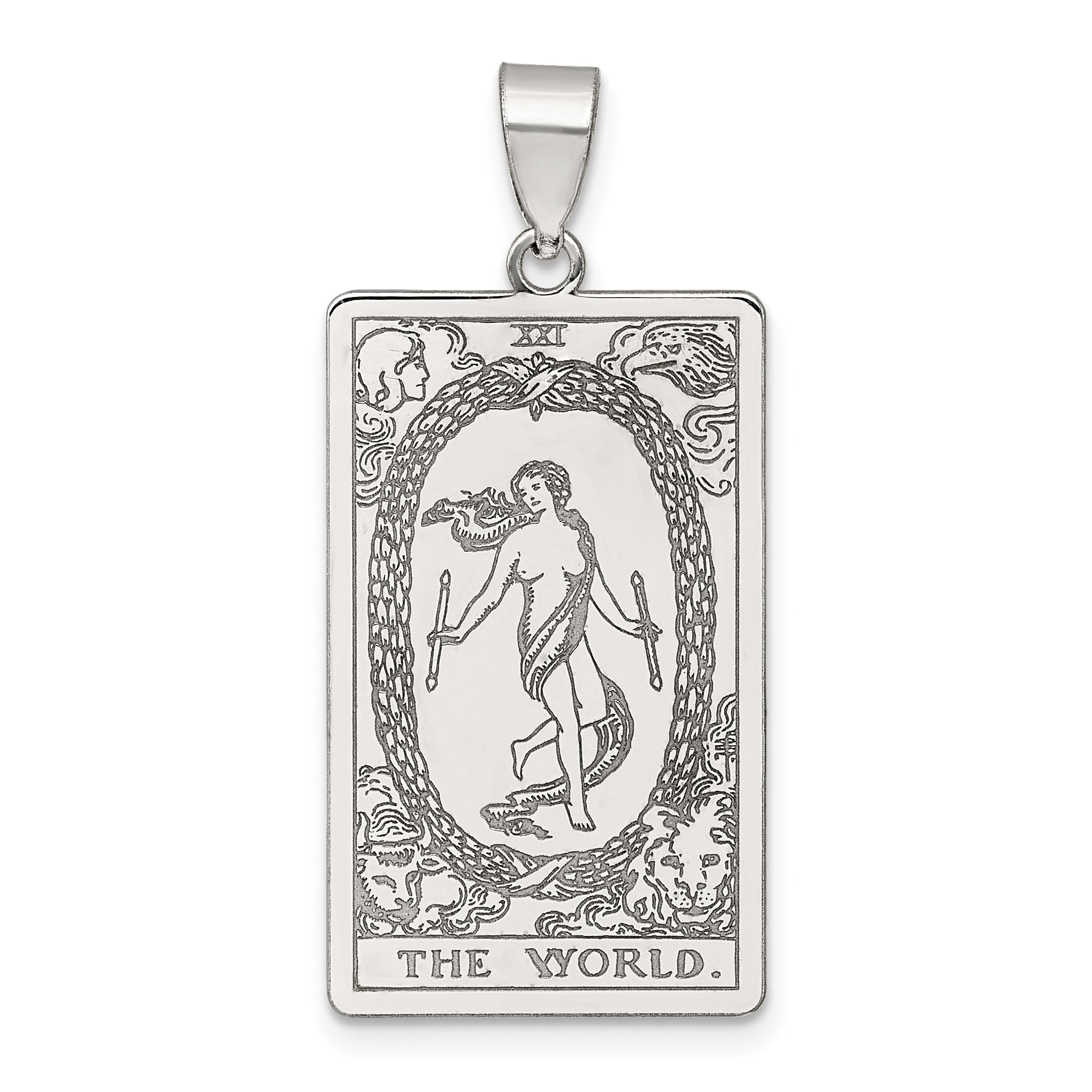 Sterling Silver The World Tarot Card Pendant Main image