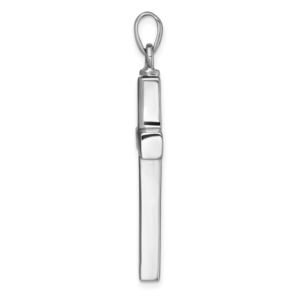Sterling Silver Rhodium-plated Polished Latin Cross with Enameled Heart Ash Holder Pendant