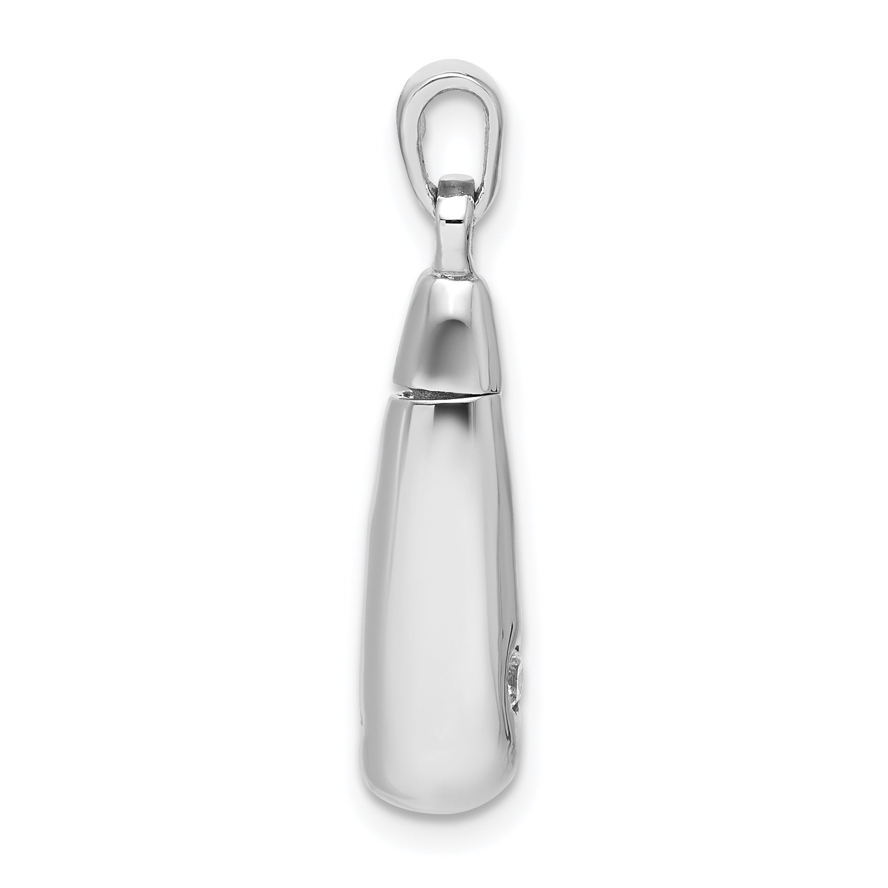 Sterling Silver Rhodium-plated Polished CZ Ash Holder Pendant Secondary image