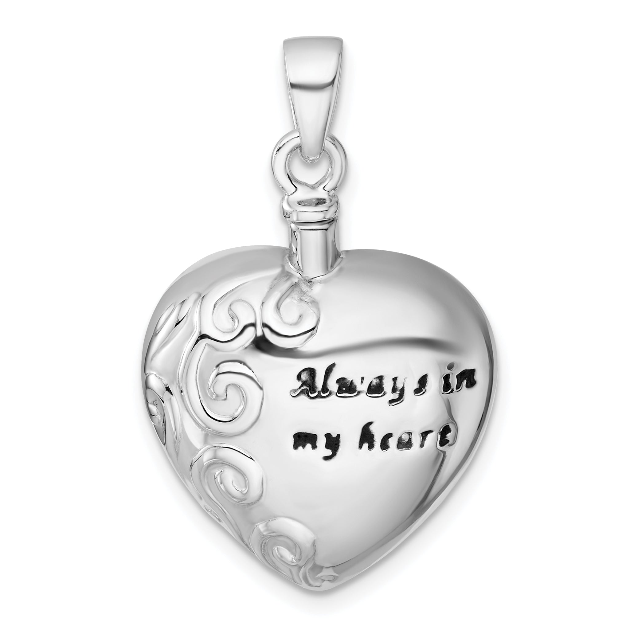Sterling Silver Rhodium-plated Polished Enameled ALWAYS IN MY HEART Ash Holder Pendant Main image