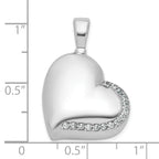 Sterling Silver Rhodium-plated Polished CZ Heart Ash Holder Pendant