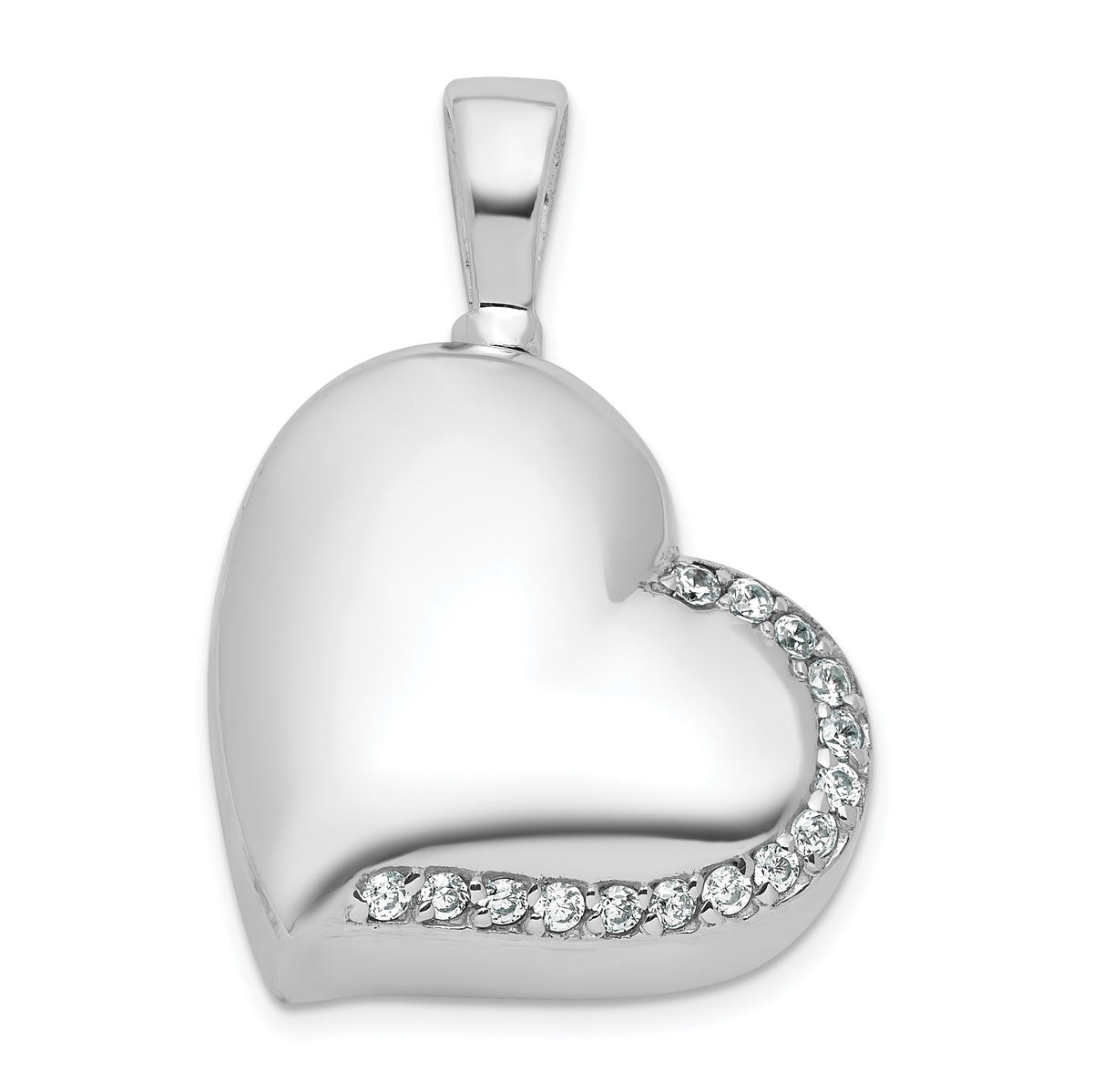 Cubic Zirconia Heart Ash Holder Pendant in Sterling Silver, 24mm - Sophia Jewelers Main image