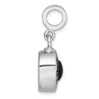 Sterling Silver Rhodium-plated Onyx Enameled Heart Ash Holder Bead/Pendant
