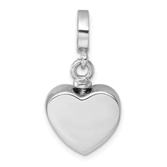 Sterling Silver Rhodium-plated Onyx Enameled Heart Ash Holder Bead/Pendant
