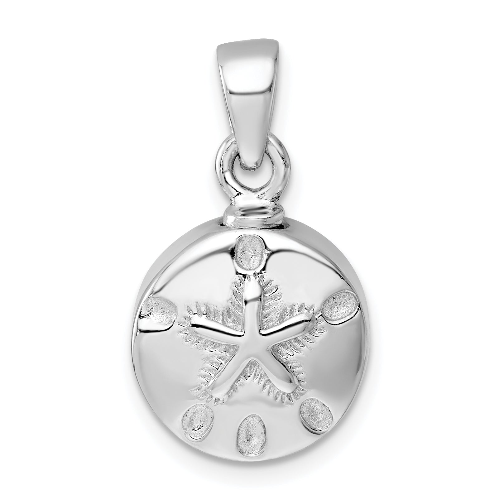 Sterling Silver Rhodium-plated Polished Sand Dollar Ash Holder Pendant Main image
