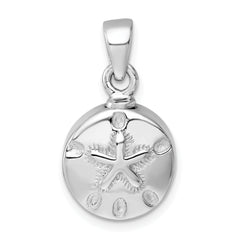 Sterling Silver Rhodium-plated Polished Sand Dollar Ash Holder Pendant