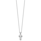 Sterling Silver Rhodium-plated Polished 18 inch Cross Ash Holder Necklace
