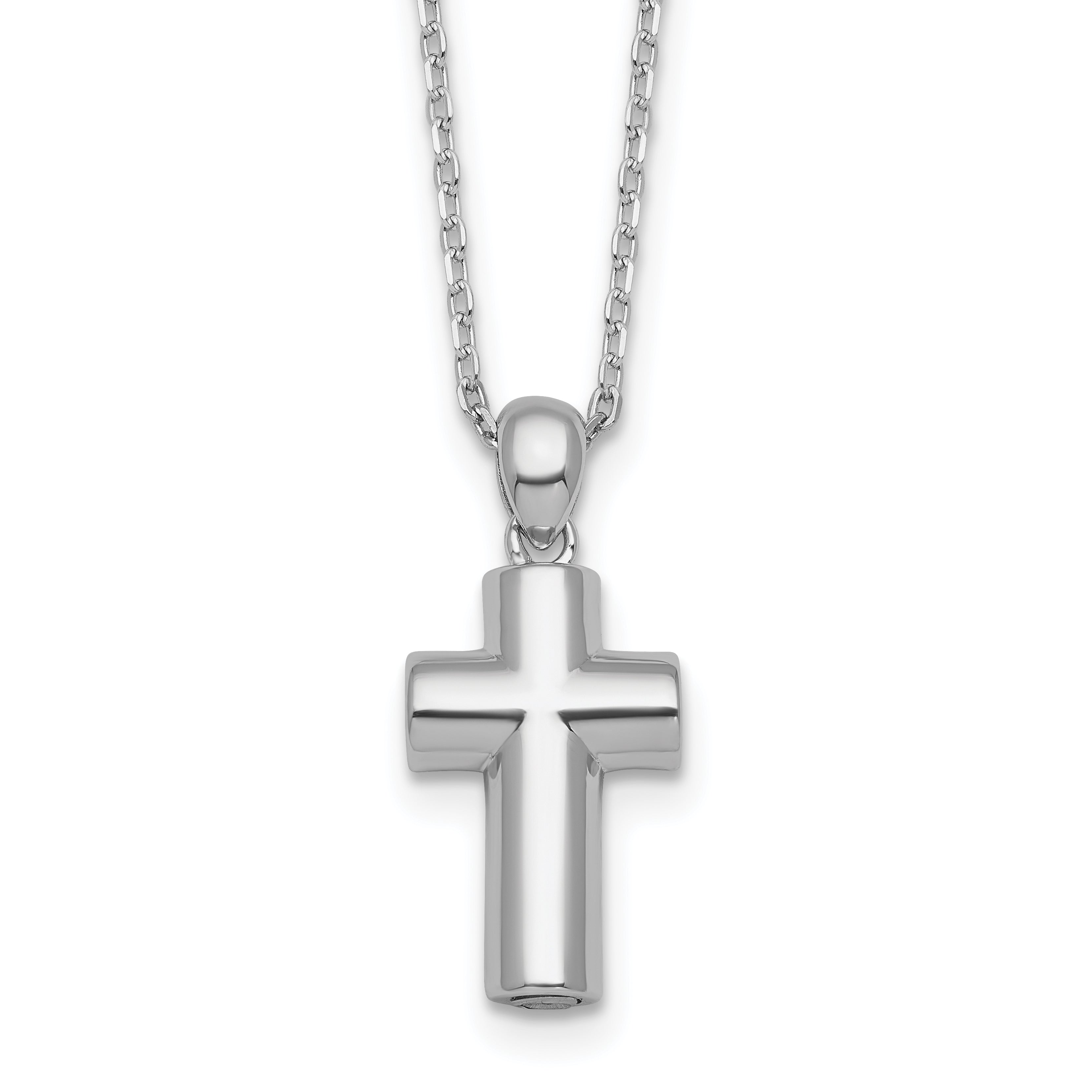 Sterling Silver Rhodium-plated Polished 18 inch Cross Ash Holder Necklace Main image