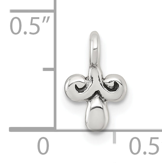 Sterling Silver Polished and Antiqued Fancy Charm