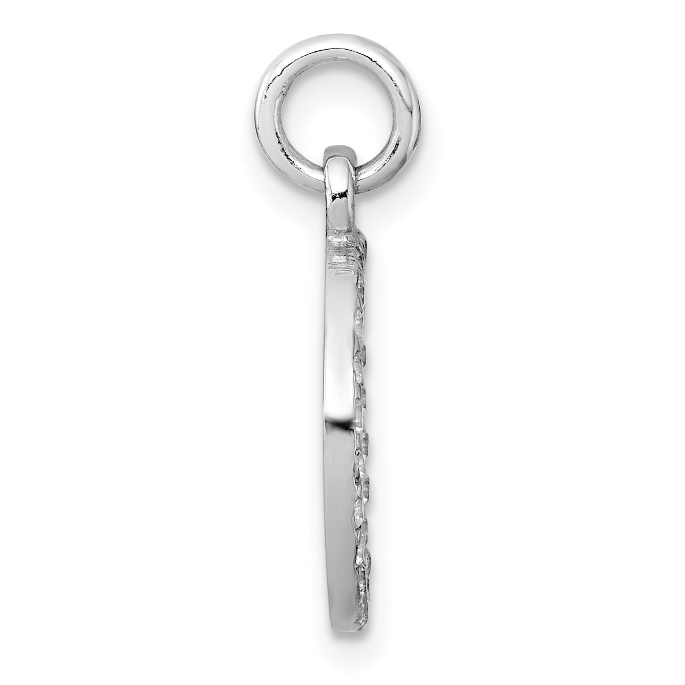 Sterling Silver Rhodium-plated Polished CZ Engraveable Circle Pendant Secondary image