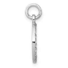 Sterling Silver Rhodium-plated Polished CZ Engraveable Circle Pendant