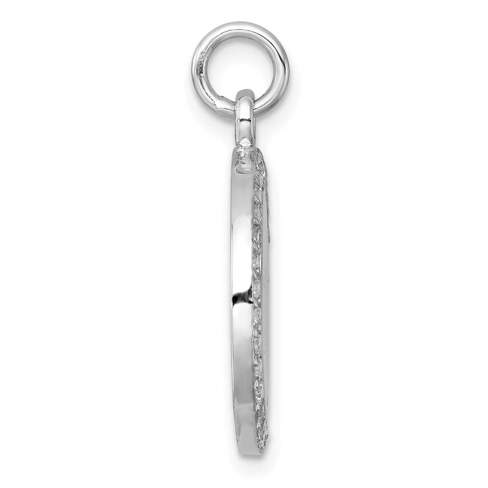 Sterling Silver Rhodium-plated Polished CZ Engraveable Circle Pendant Secondary image