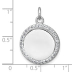 Sterling Silver Rhodium-plated Polished CZ Engraveable Circle Pendant