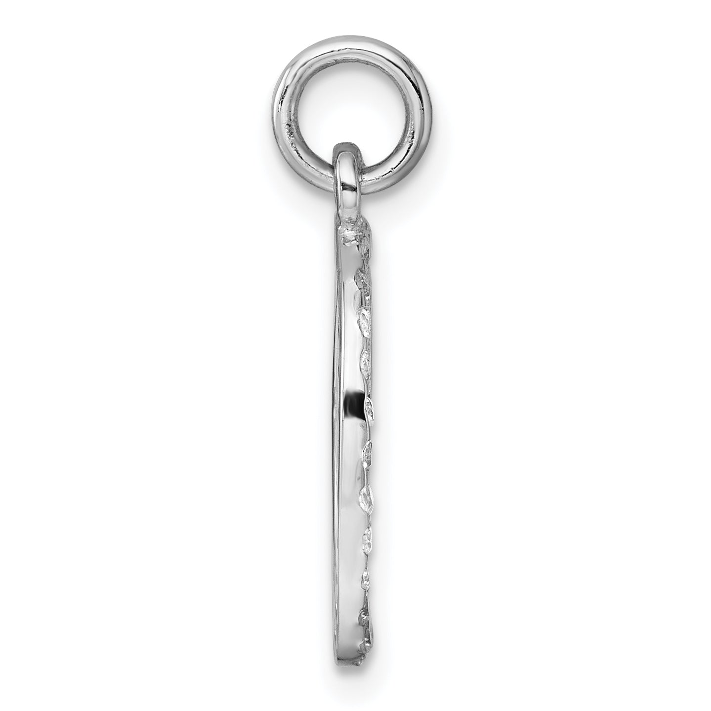 Sterling Silver Rhodium-plated Polished CZ Engraveable Oval Pendant Secondary image
