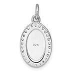 Sterling Silver Rhodium-plated Polished CZ Engraveable Oval Pendant