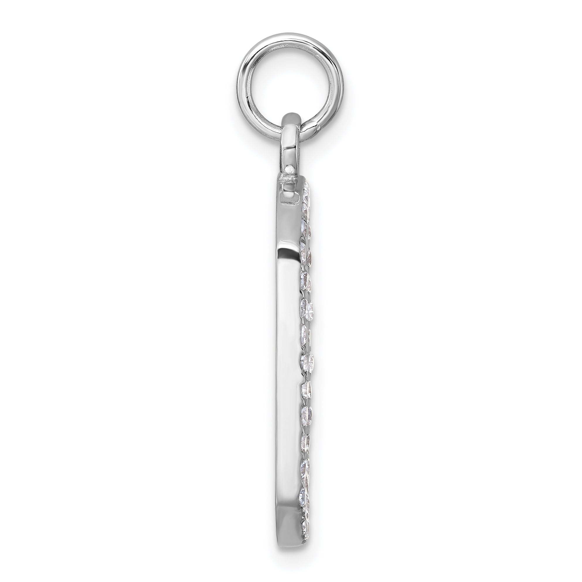 Sterling Silver Rhodium-plated Polished CZ Engraveable Dog Tag Pendant Secondary image