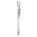 Sterling Silver Rhodium-plated with 14k Accent Polished CZ Filigree Heart Key Pendant