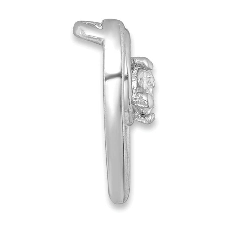 Sterling Silver Rhodium-plated Polished CZ Heart Chain Slide Pendant Secondary image