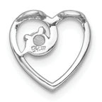 Sterling Silver Rhodium-plated Polished CZ Heart Chain Slide Pendant