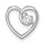 Sterling Silver Rhodium-plated Polished CZ Heart Chain Slide Pendant