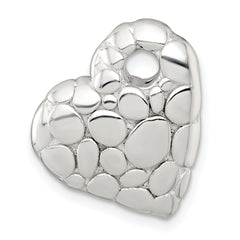 Sterling Silver Polished Pebbled Heart Chain Slide Pendant
