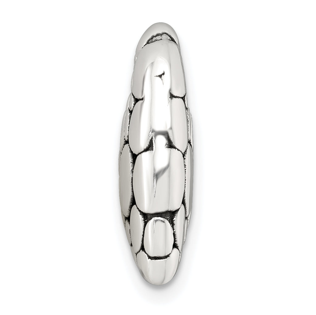 Sterling Silver Polished and Antiqued Pebbled Heart Chain Slide Pendant