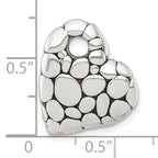 Sterling Silver Polished and Antiqued Pebbled Heart Chain Slide Pendant